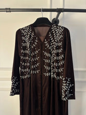 C 1760 Chocolate Brown Beaded Abaya