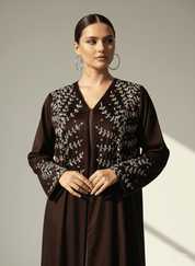 C 1760 Chocolate Brown Beaded Abaya