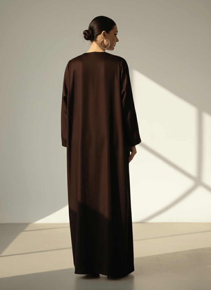 C 1760 Chocolate Brown Beaded Abaya