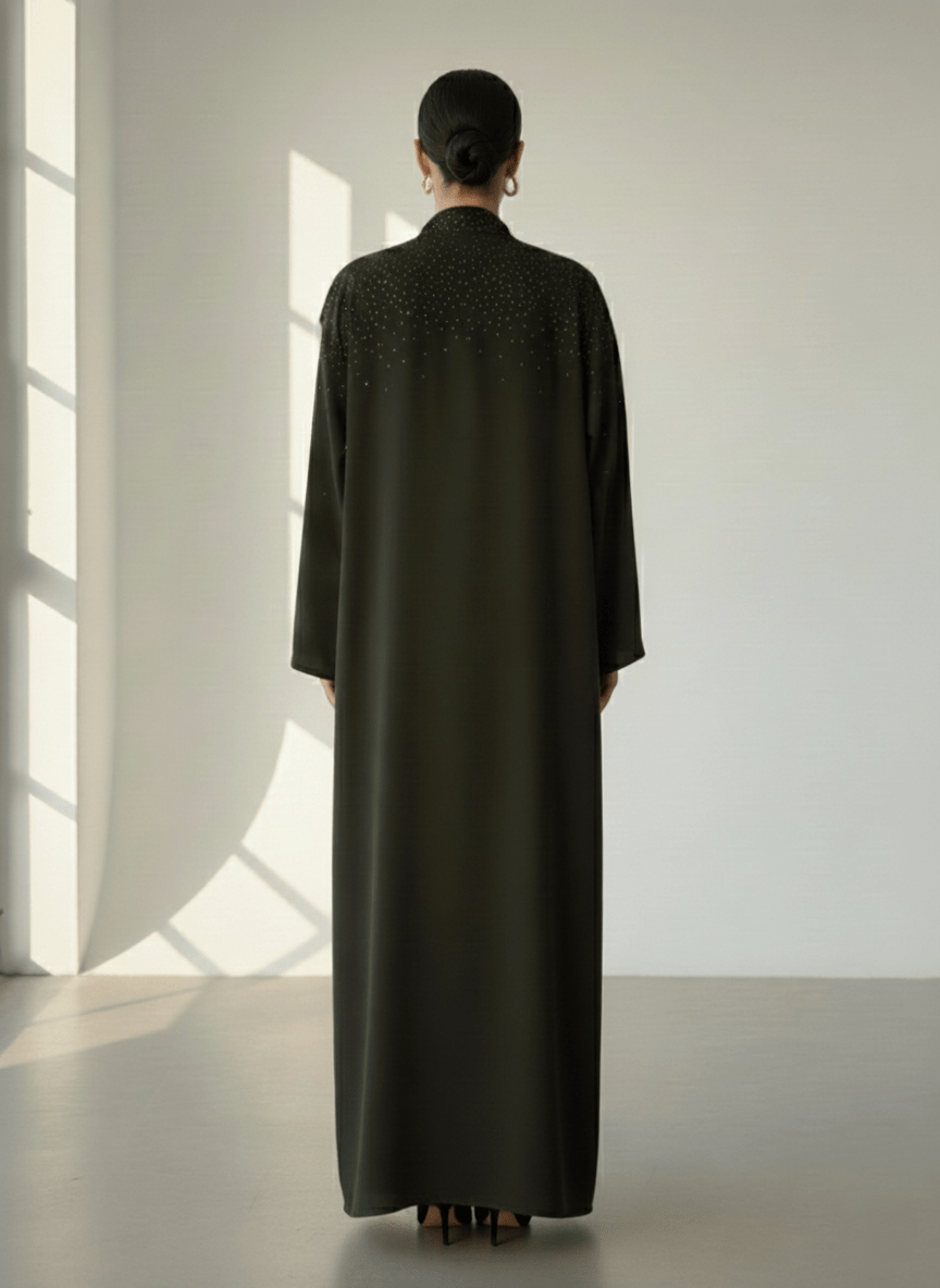 C 1761 Pine Green Crystal Abaya