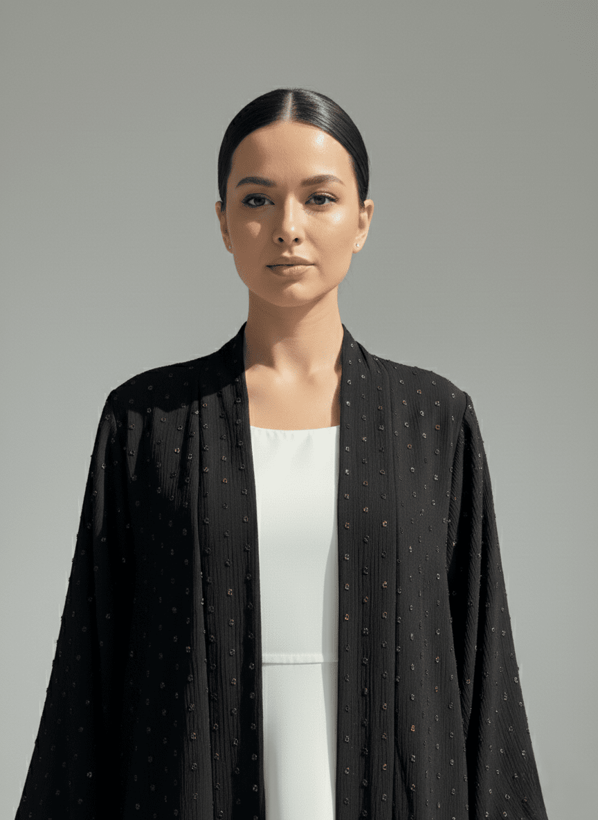 C 1762 Black Work Abaya