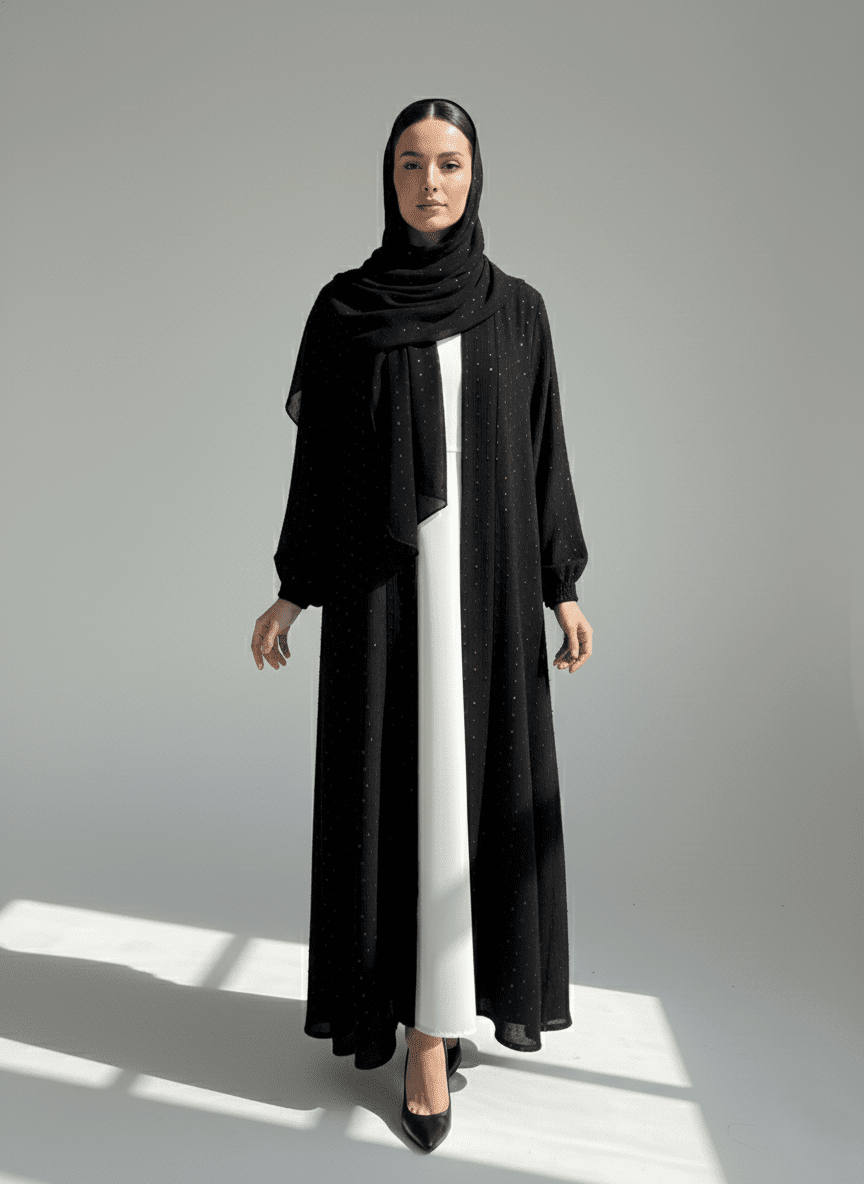 C 1762 Black Work Abaya