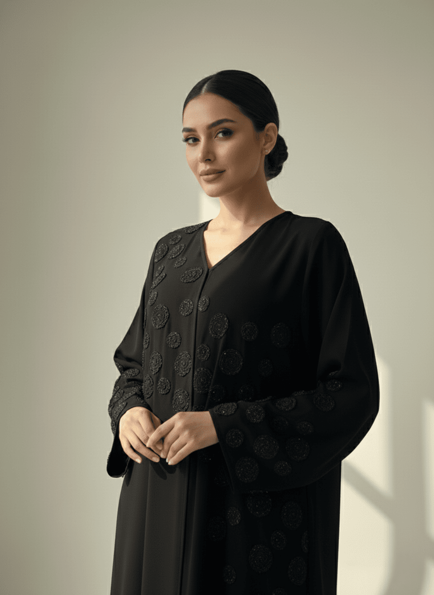 C 1764 Black Beaded Abaya