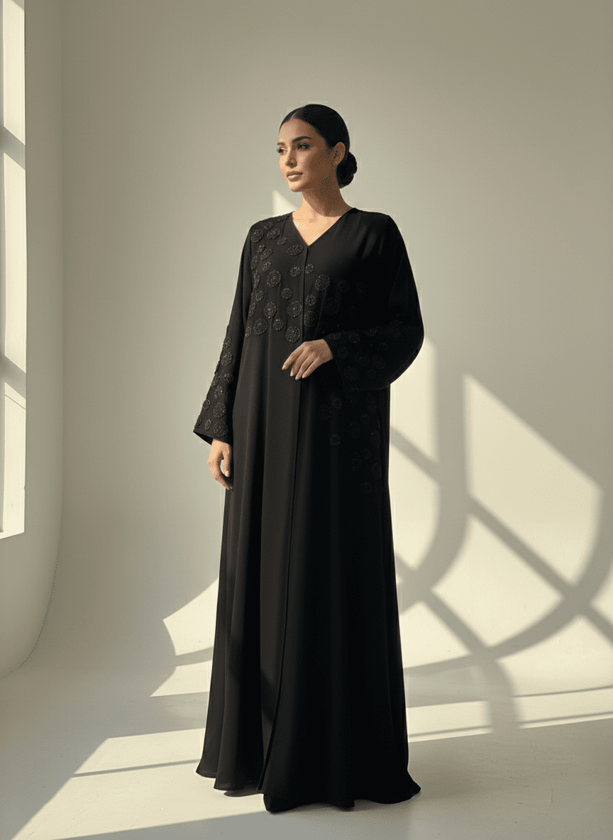 C 1764 Black Beaded Abaya