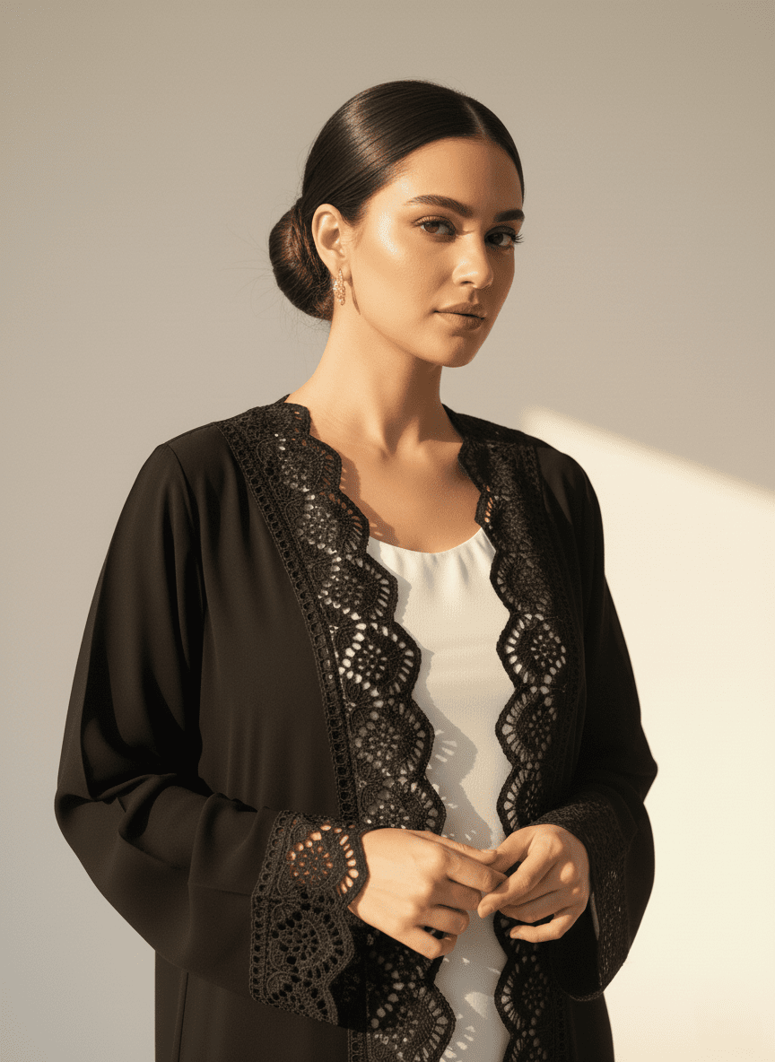 C 1765 Black Lace Abaya