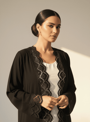 C 1765 Black Lace Abaya