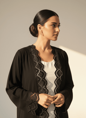 C 1765 Black Lace Abaya