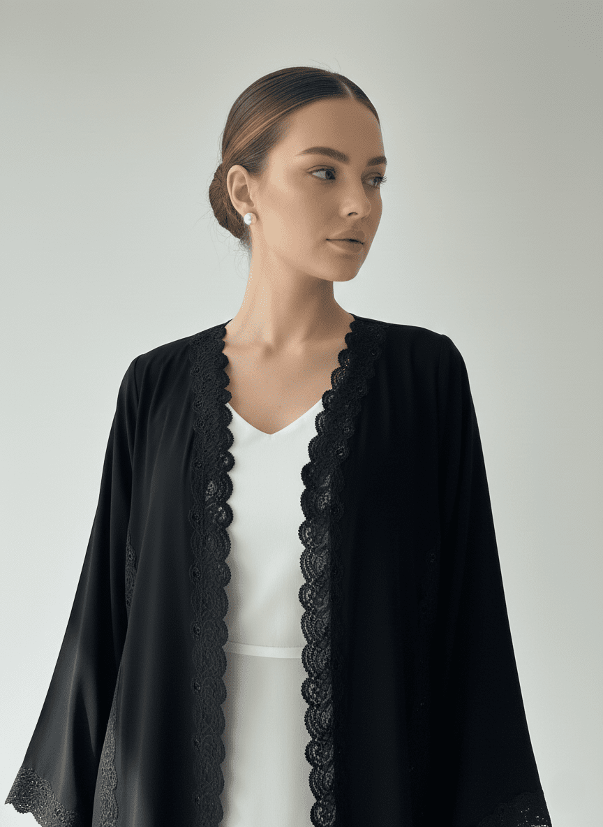 C 1767 Black Lace Abaya