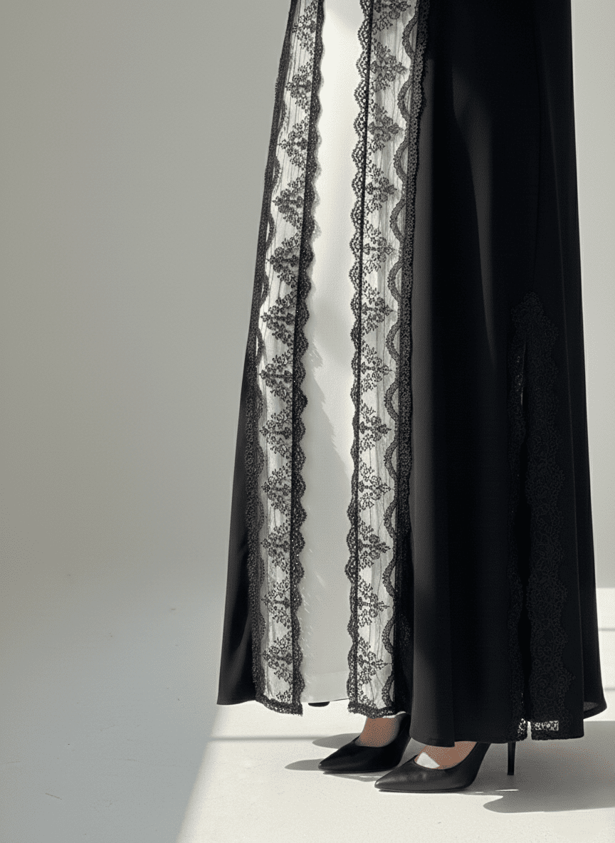 C 1769 Black Lace Abaya