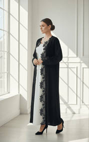 C 1770 Black Floral Lace Abaya