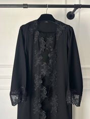 C 1770 Black Floral Lace Abaya