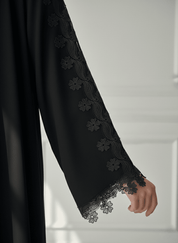 C 1771 Black Floral Lace Abaya