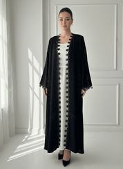C 1771 Black Floral Lace Abaya