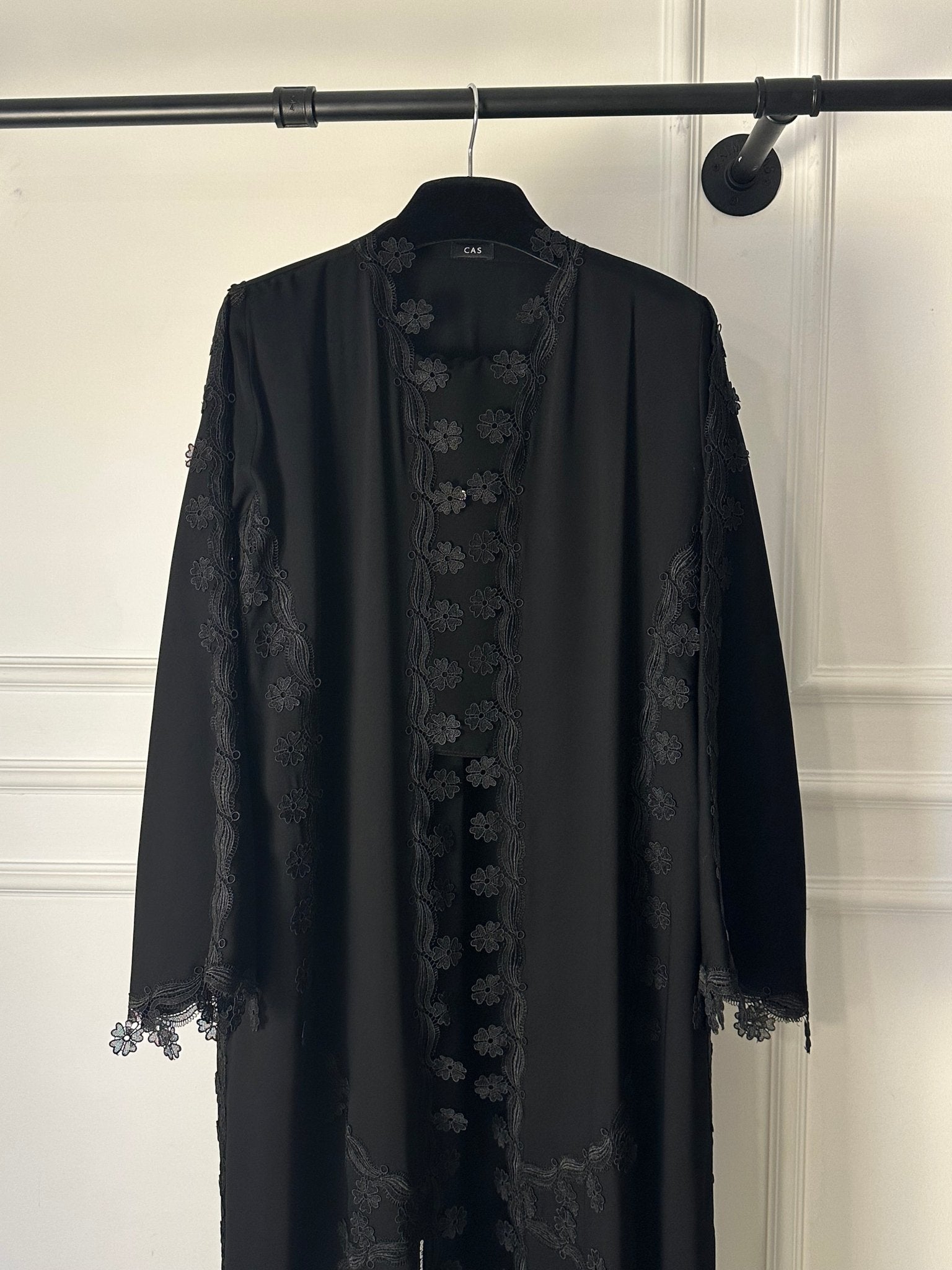 C 1771 Black Floral Lace Abaya