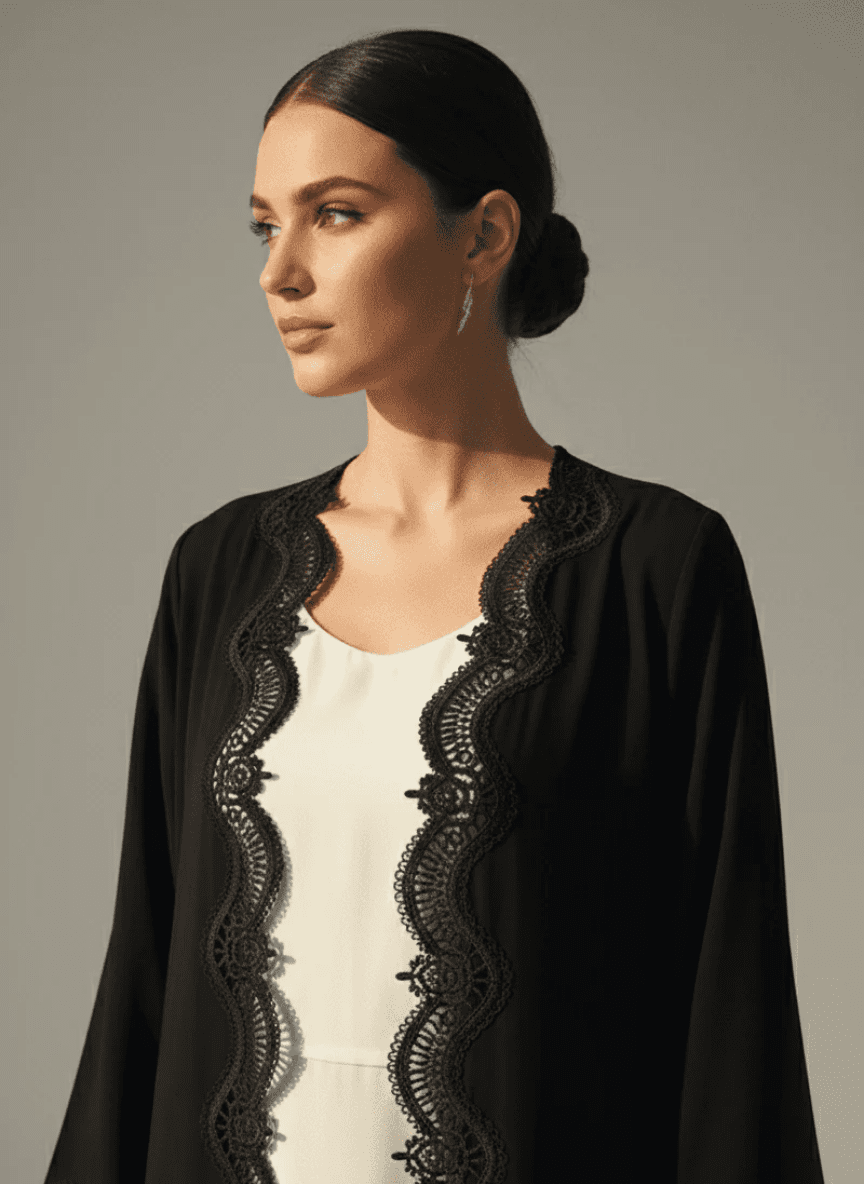 C 1772 Black Lace Abaya