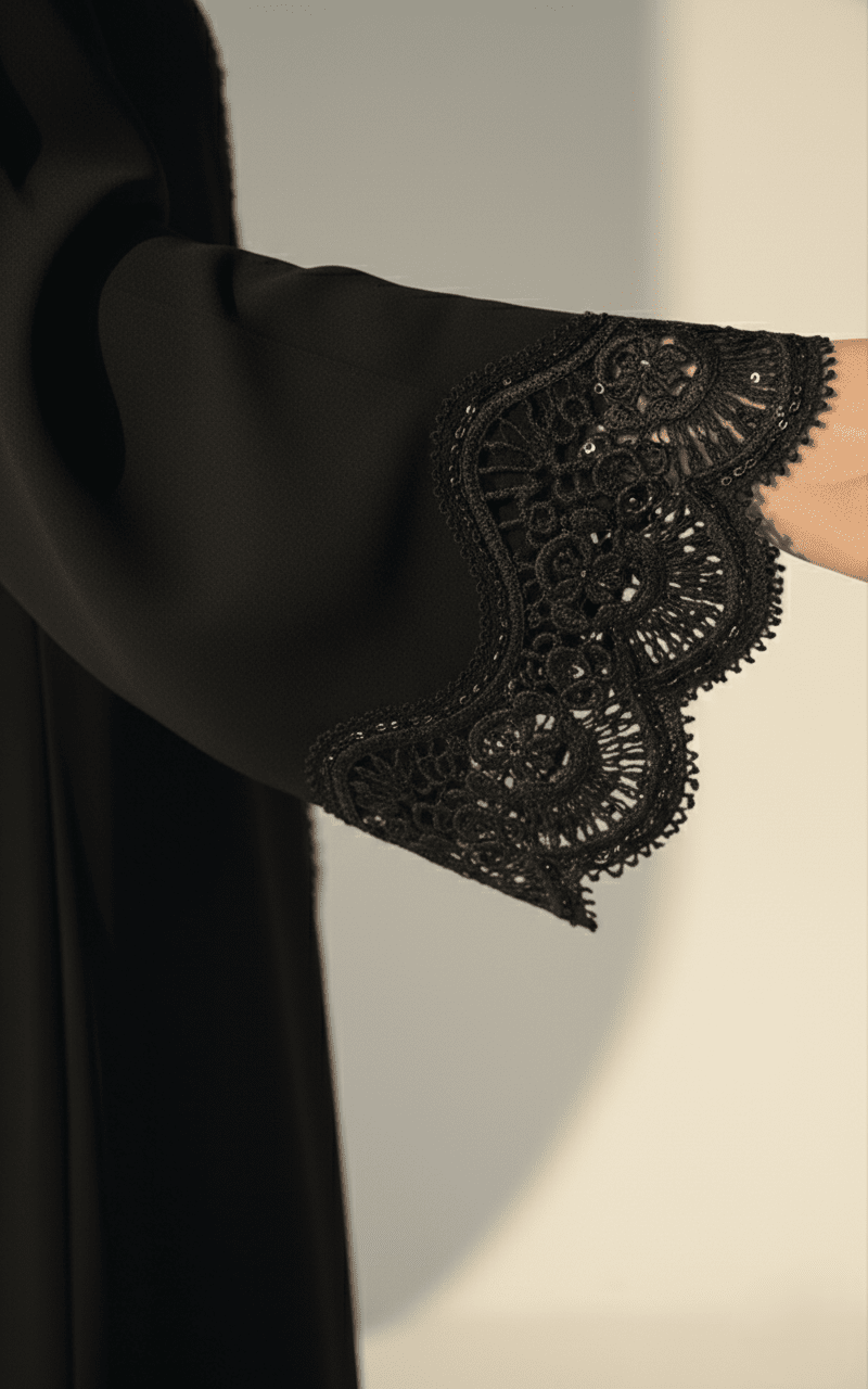C 1772 Black Lace Abaya