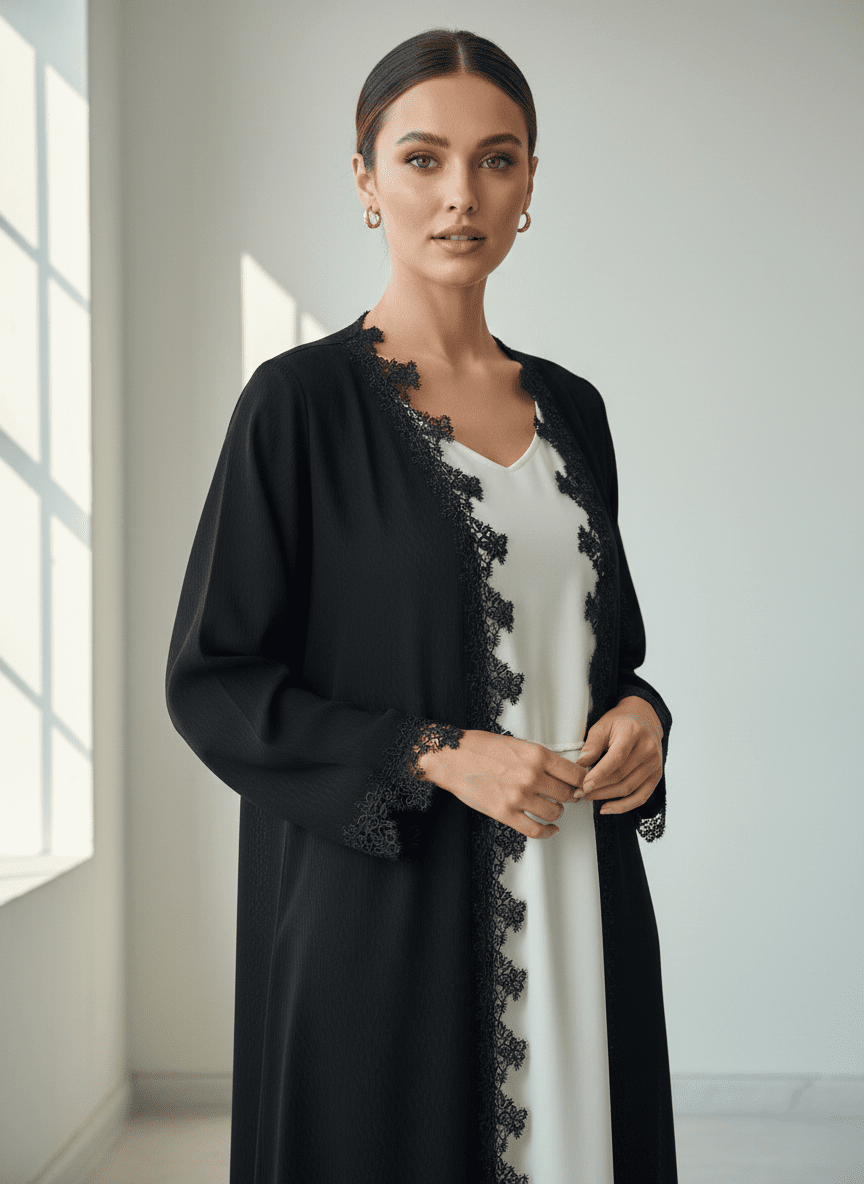 C 1773 Black Lace Abaya