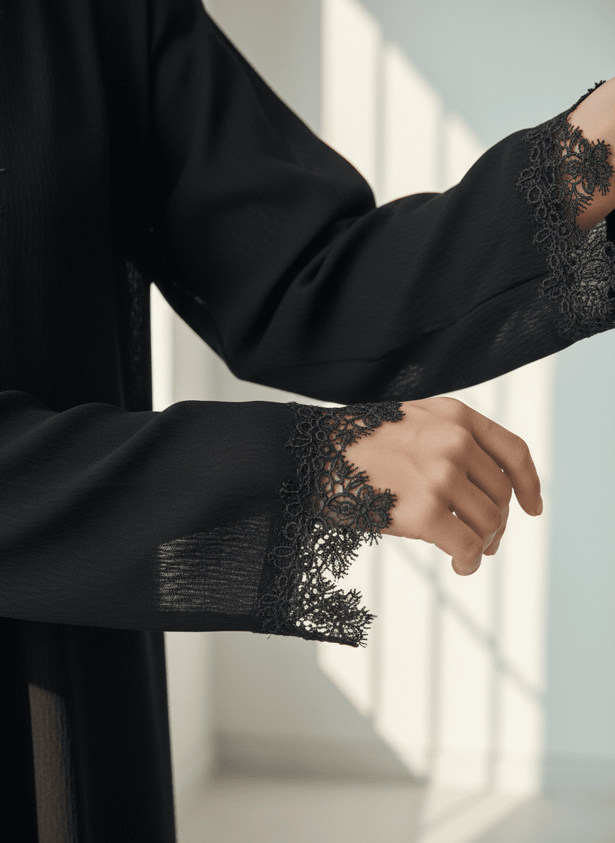 C 1773 Black Lace Abaya