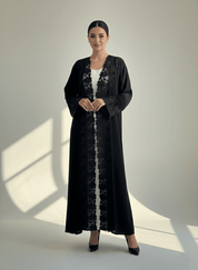 C 1774 Black Floral Lace Abaya