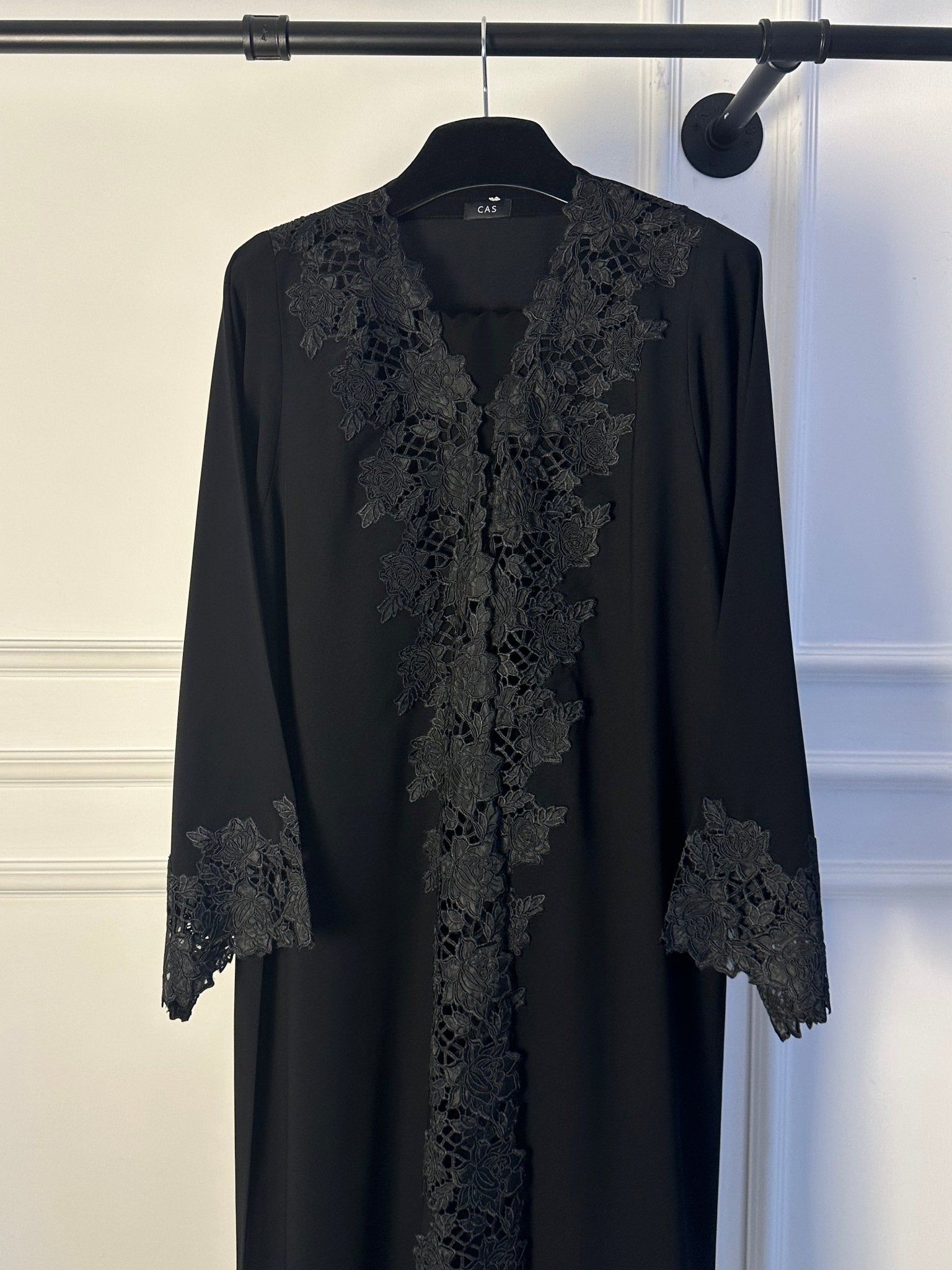 C 1774 Black Floral Lace Abaya