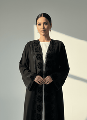 C 1775 Black Velvet Lace Abaya