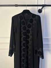 C 1775 Black Velvet Lace Abaya
