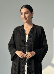 C 1776 Black Velvet Lace Abaya