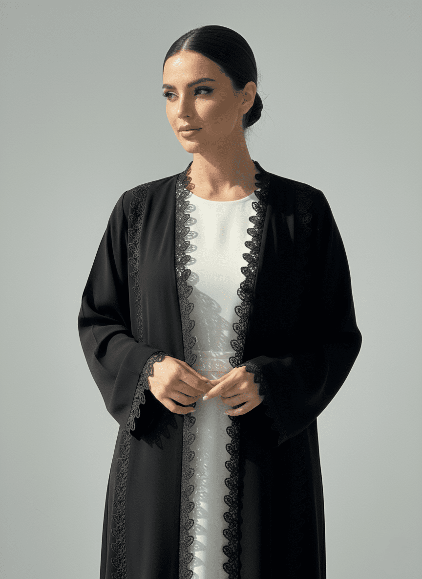 C 1777 Black Lace Abaya