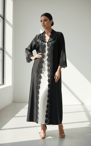 C 1778 Black Floral Lace Abaya