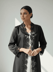 C 1778 Black Floral Lace Abaya