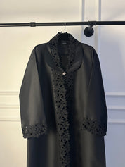 C 1778 Black Floral Lace Abaya