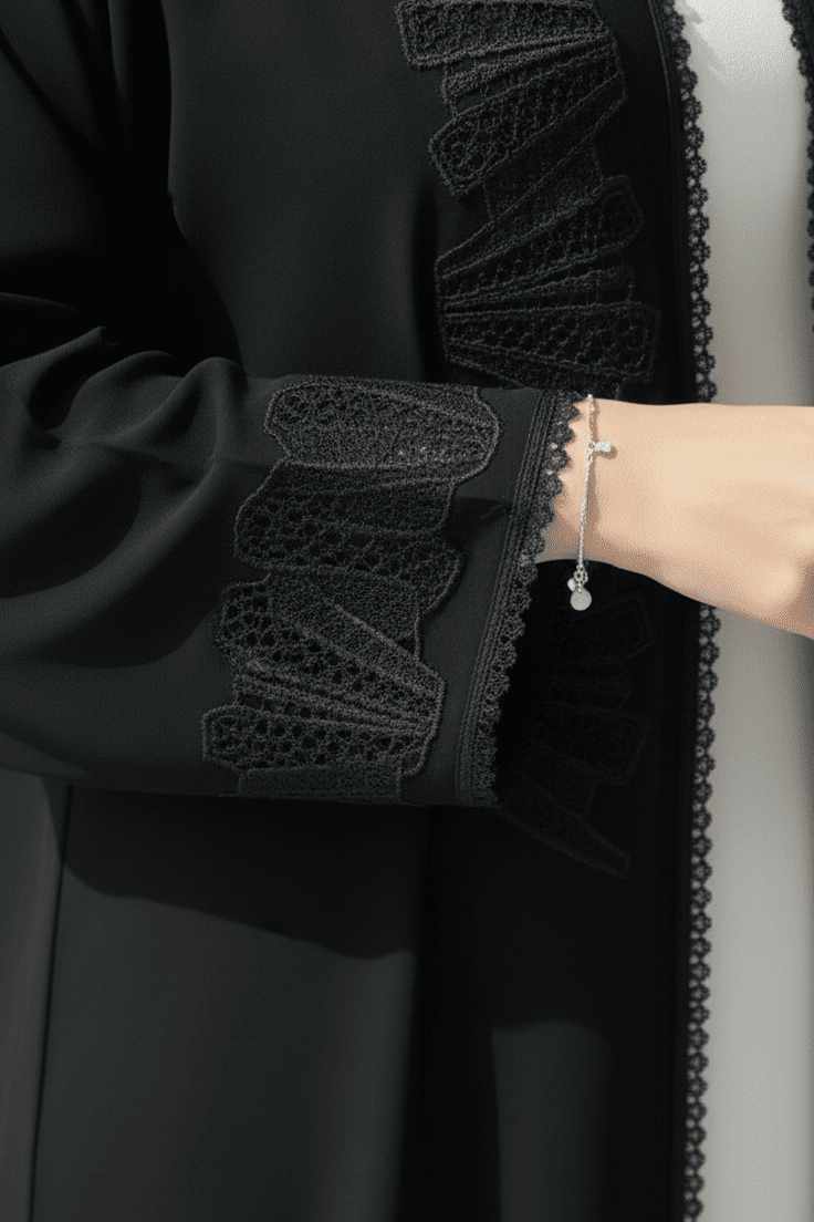 C 1779 Black Lace Abaya