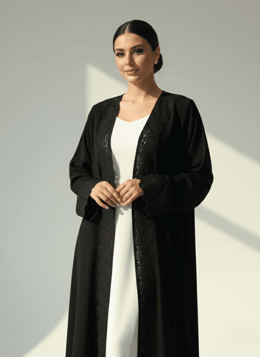 C 1780 Black Lace Abaya