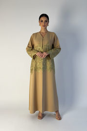 C 1894-02 Gold Floral Lace Abaya