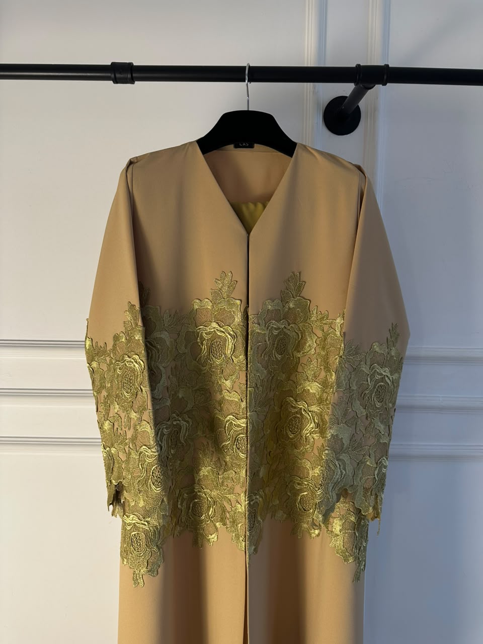 C 1894-02 Gold Floral Lace Abaya