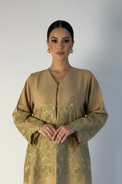 C 1894-02 Gold Floral Lace Abaya