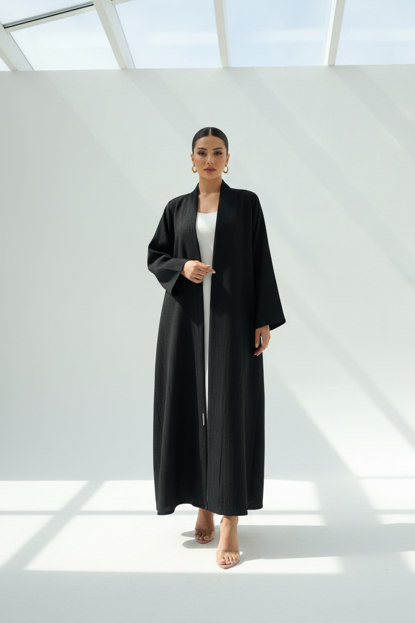 C 1898-05 Black Metallic Abaya Fukro