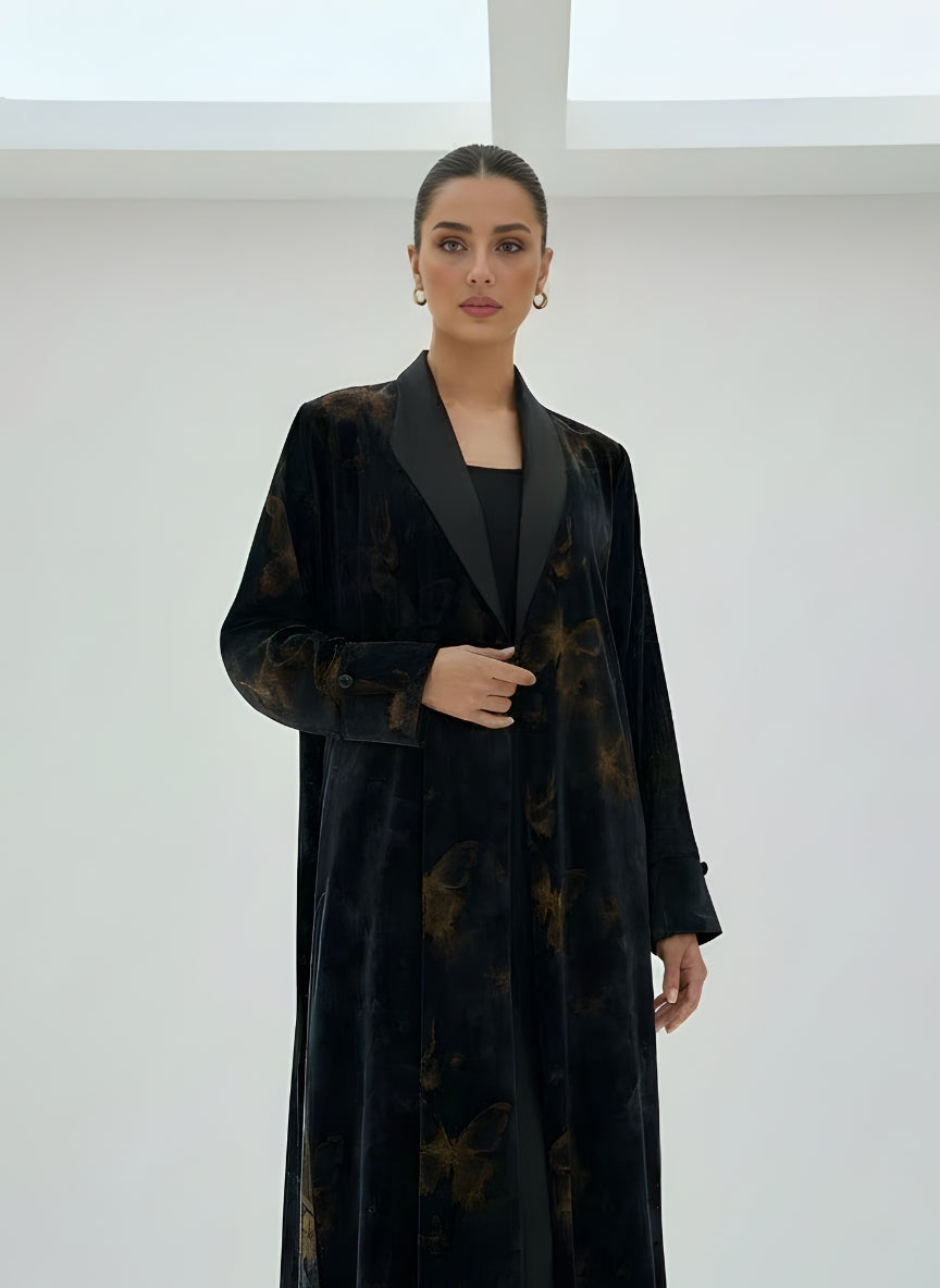 C 1899-01 Muted Gold Butterfly Abaya