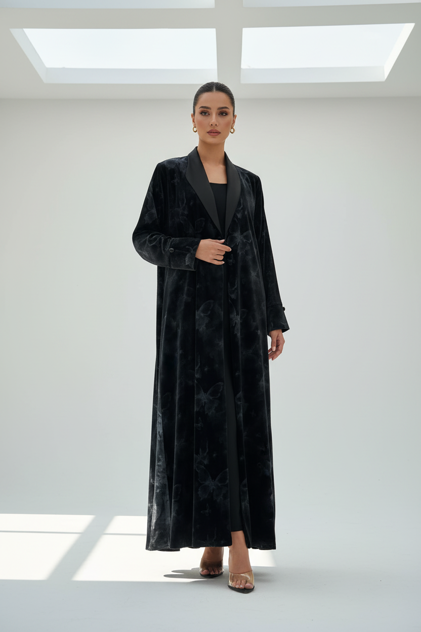 C 1899-03 Grey Butterfly Abaya