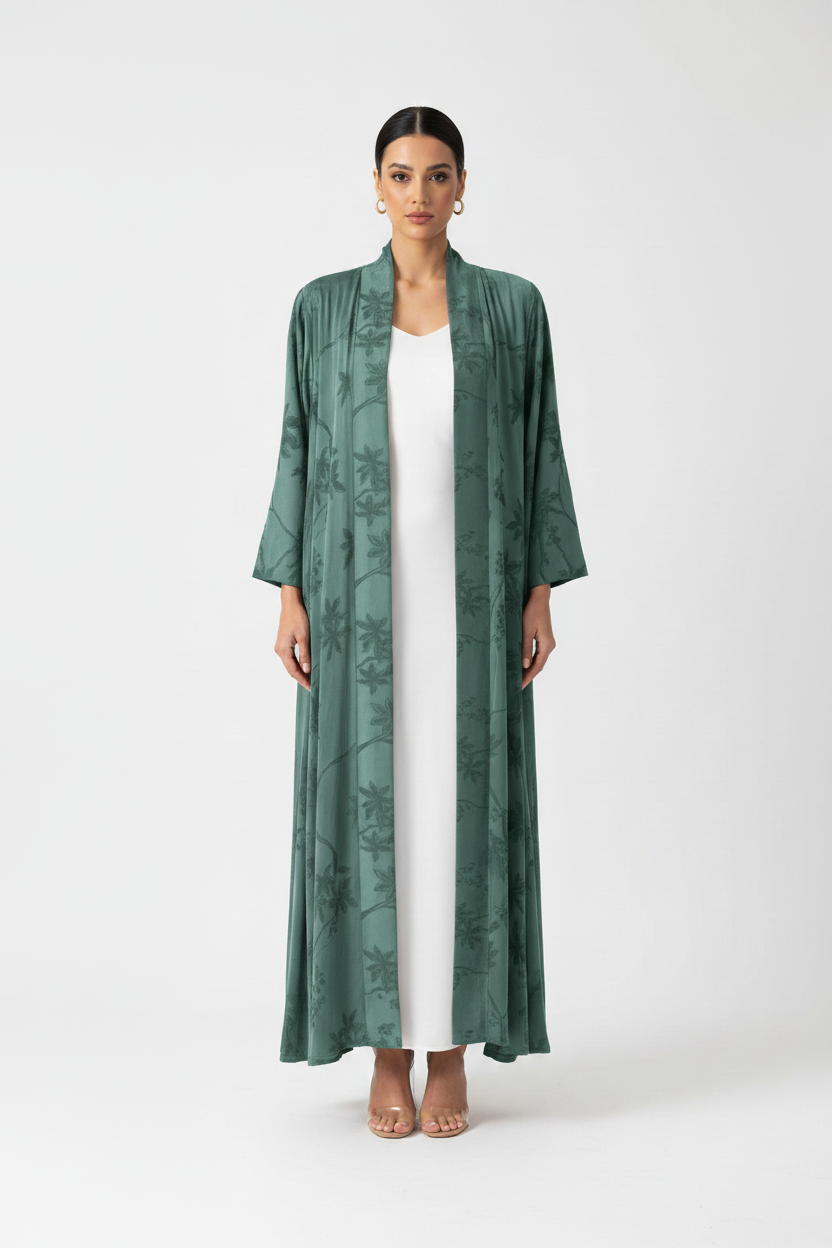 C 1900-02 Sage Green Floral Abaya