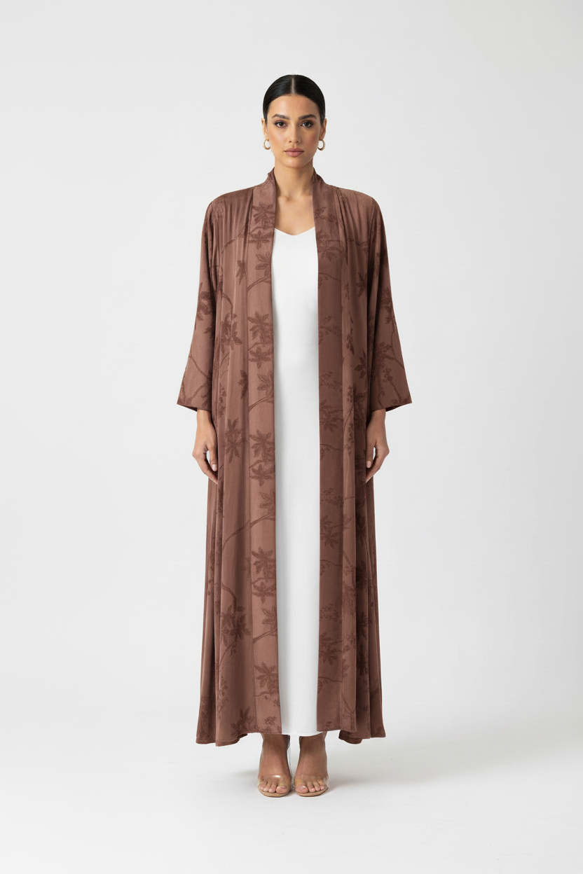 C 1900-03 Toffee Brown Floral Abaya