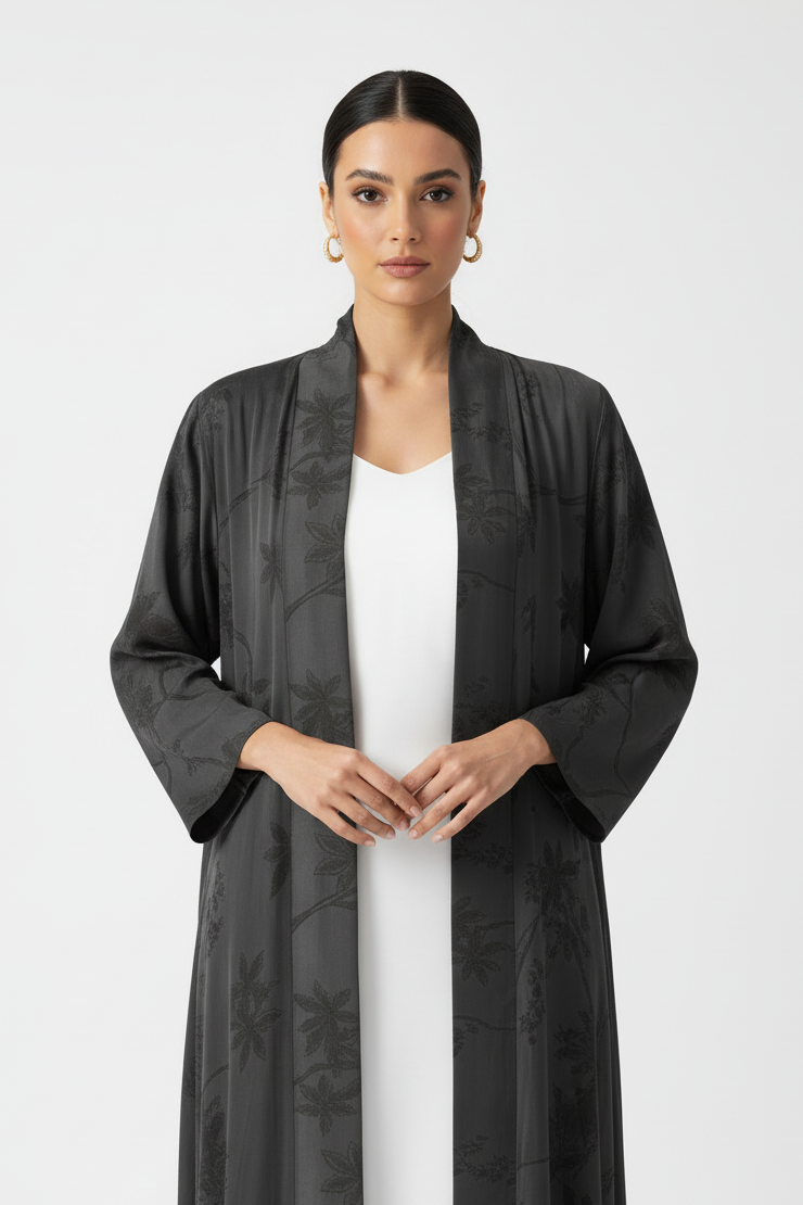C 1900-04 Charcoal Floral Abaya