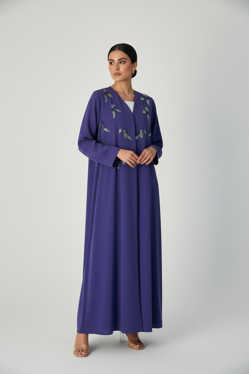 C 1905 Violet Beaded Abaya