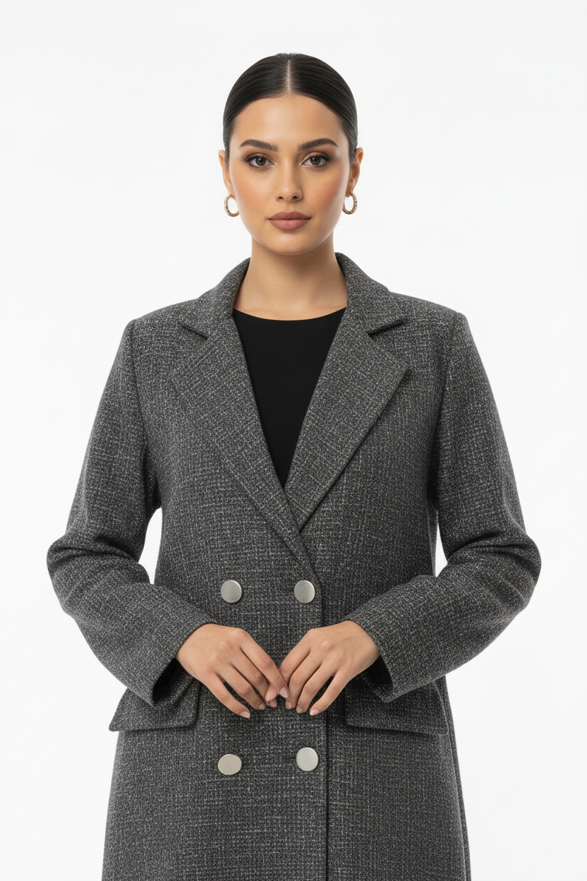 C 1907 Grey Tweed Abaya