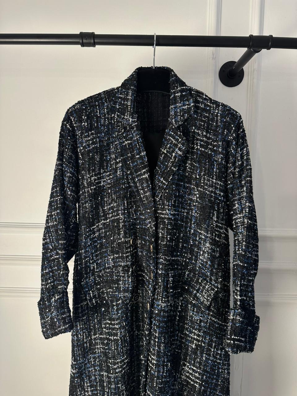 C 1908 Black Blue Tweed Abaya