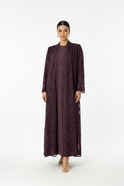 C 1912-03 Dark Purple Dantel Abaya