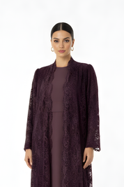 C 1912-03 Dark Purple Dantel Abaya
