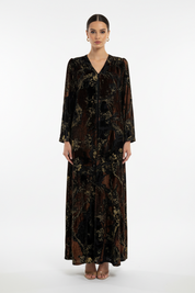 C 1913-02 Dark Bronze Gold Dantel Abaya