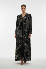 C 1913 Silver Gold Dantel Abaya