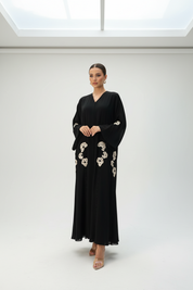 C 1917 Black Floral Beaded Abaya - Nada